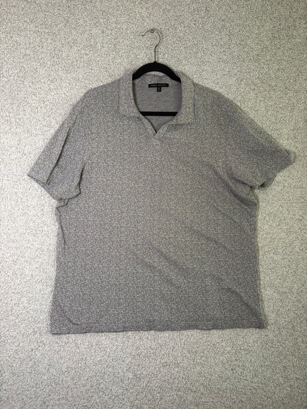 Robert Barakett Mens XL Gray Heather 100% Cotton Open Collar Polo Shirt Casual